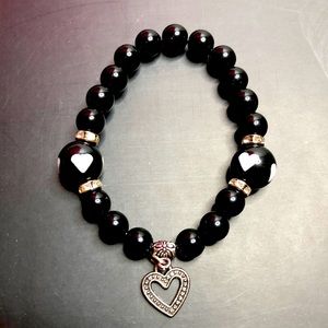 Stretchy Black Bead Bracelet